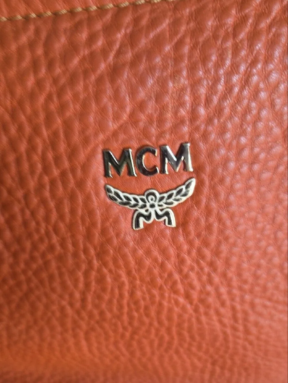 MCM Orange Leather Satchel Bag